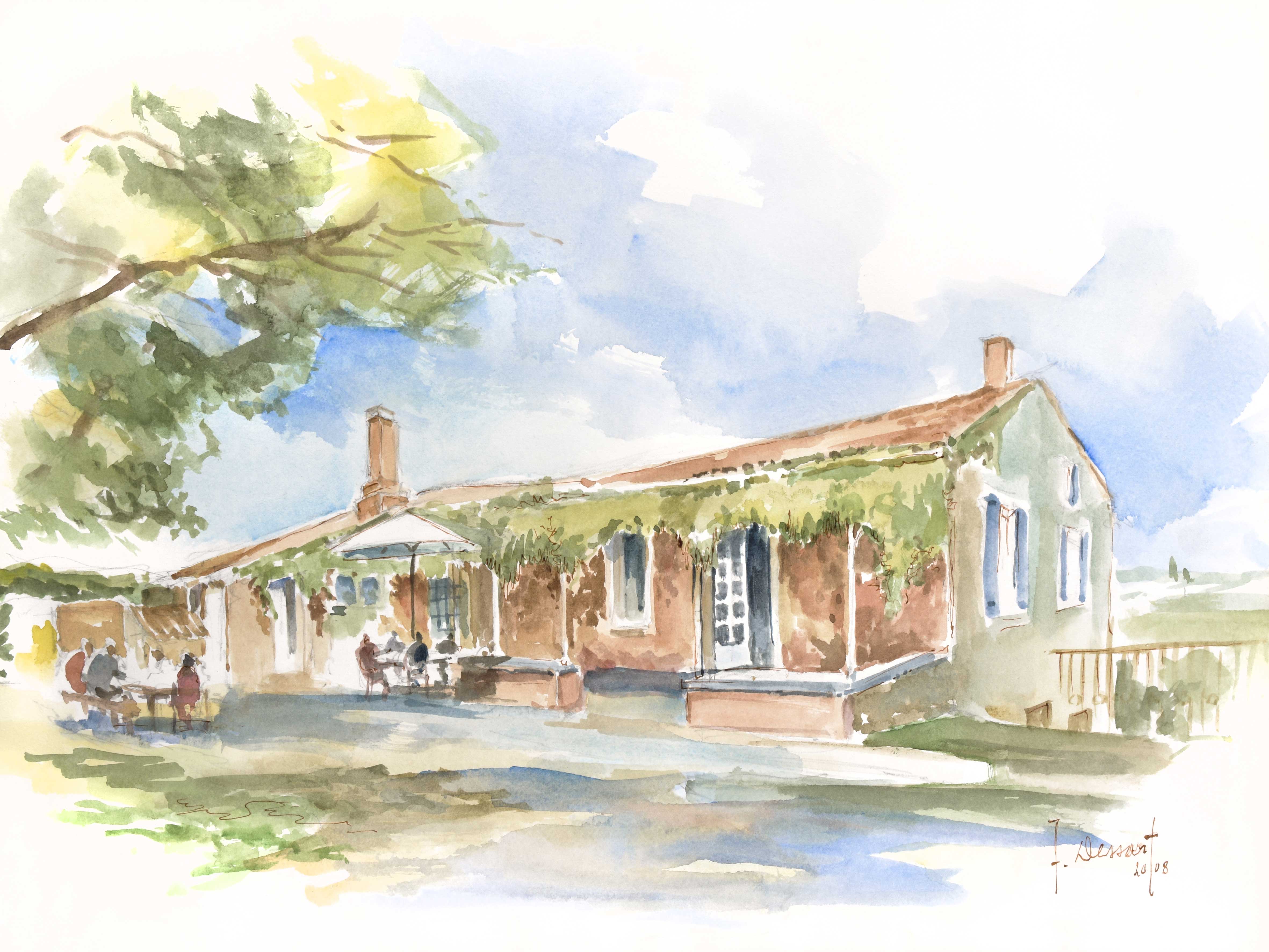 Aquarelle du Mas La Galerie, gîte en Provence